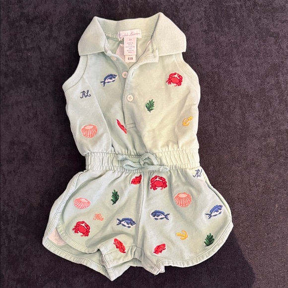 Polo Ralph Lauren Green Romper with Sea Life Embroidery - Picture 3 of 5